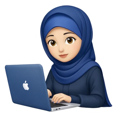 dark blue hijab cute girls with labtop  sticker