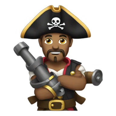 Pirate with biceps and a cannon sticker