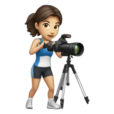 A brunette sporty girl taking photos sticker