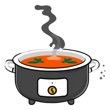 pot of soup with steam rising sticker
