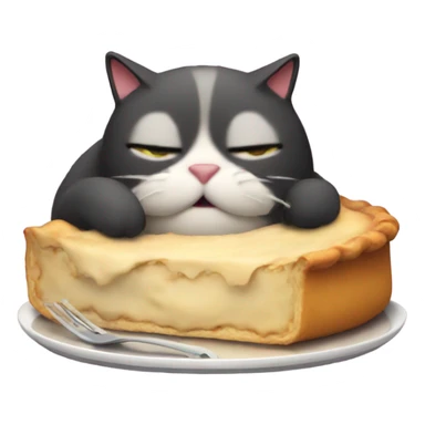 A fat cat eating a pie sticker