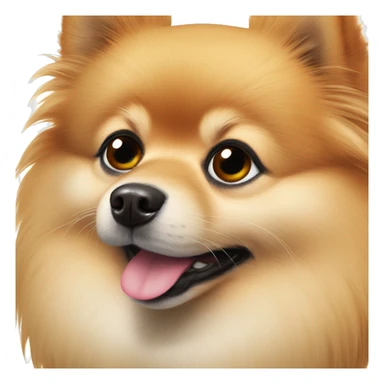 Pomeranian with faithful fur around eyes in a red sweater sticker