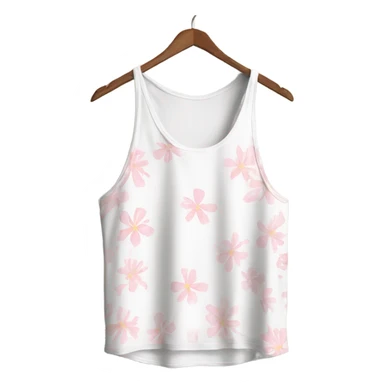 white tank top with dainty light pink floral details sticker