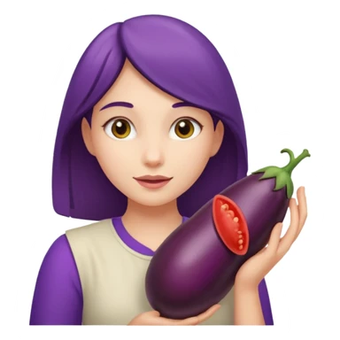 girl holding brinjal sticker