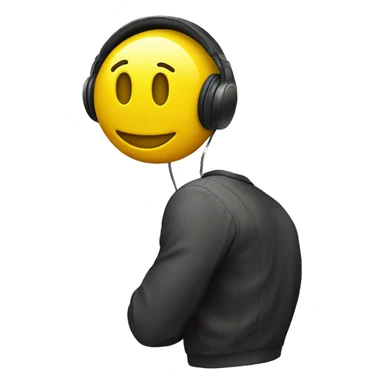 yellow smiley face emoji with headphones  sticker