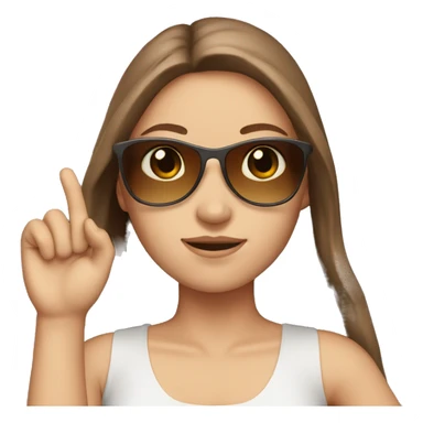 white girl with long brown hair holding sunglasses in hand sticker