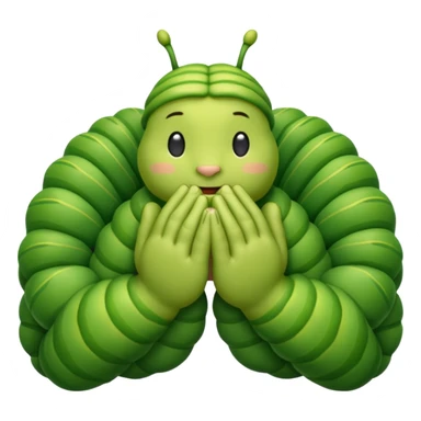 google catepillar emoji with three praying hands sticker
