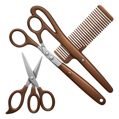 comb and scissors next to smooth hair strands sticker