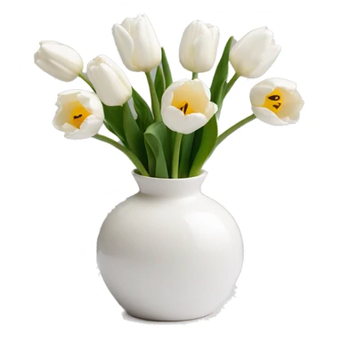 White tulips in white donut vase sticker