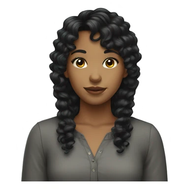 Girl with curly black hair bangs sticker