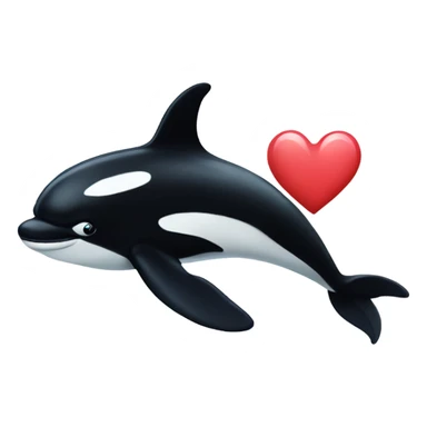 Orca with a love heart sticker