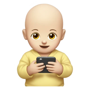 a bald baby with smartphone in its hands sticker