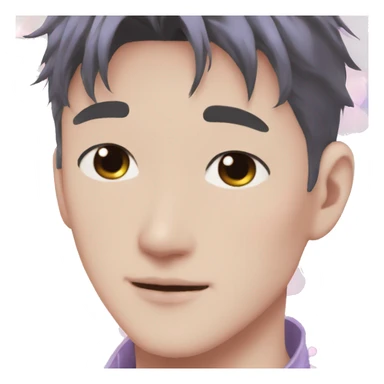 Gorgeous bright sparkly romantic Asian anime gentle man with blushing face aesthetic trending style outside sticker