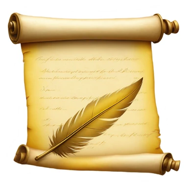 yellow Quill pen writing on parchment scroll sticker