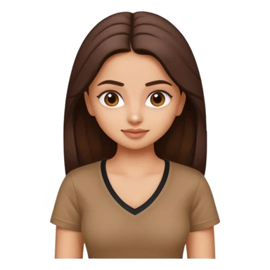 ipretty bratz emoji of alia bhatt wearing a V neck brown tshirt. She should look like Alia Bhatt sticker