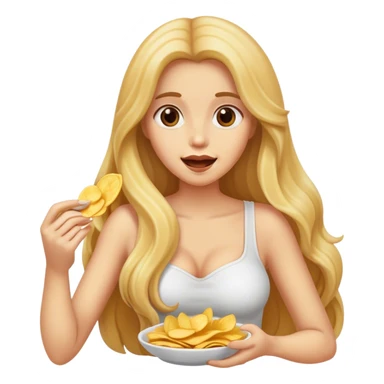 long hair lady with chips sticker