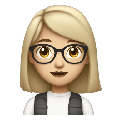 Pretty and coolAsian girl with medium hair on her shoulder and using rounded glasses with light skin and a side bangs sticker