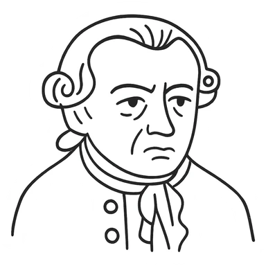 Refine the portrait of Immanuel Kant to have a clear outline with only a few subtle hand-drawn strokes for detail, no fill, no background, no text, in a hand drawn icon style with no fill and transparent background. sticker