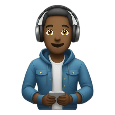 man listening to music sticker