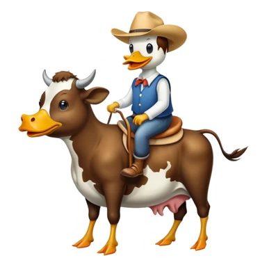 Duck riding a cow sticker