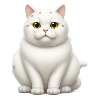Fat white cat with brown spots sticker