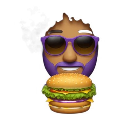 curly-hair-purple-cool-guy-round-star-sunglasses-holding-burger sticker