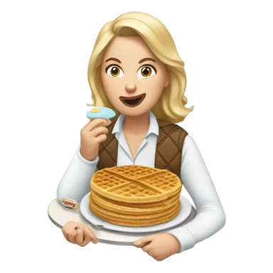 Leslie Knop eating a waffle  sticker