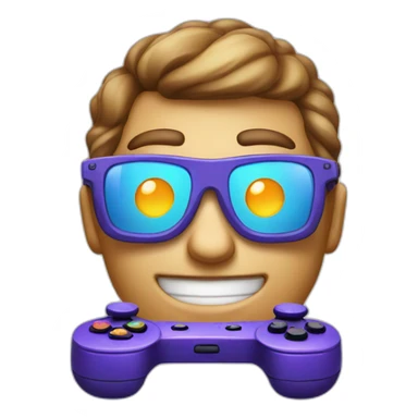 A cool face with sunglasses on a game controller to represent a confident gamer. sticker