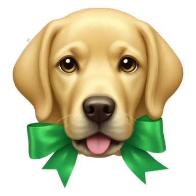 Golden Labrador with big green bow sticker