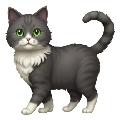 full body gorgeous solid dark grey cat with green eyes, white paws and white whiskers walking sticker