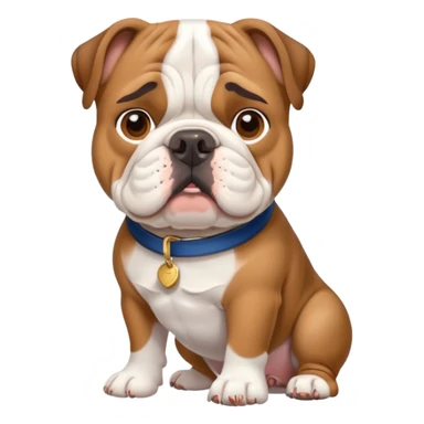 english bulldog with a postman sticker
