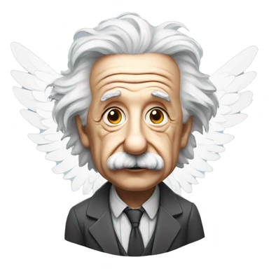 Albert Einstein with a pair of wings sticker