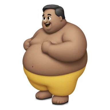 fat guy rubbing bell sticker