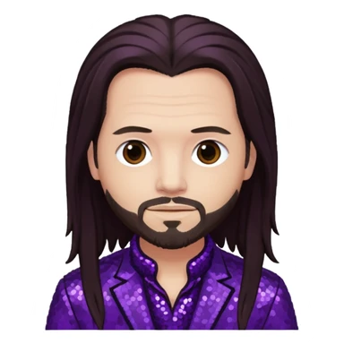Jonathan Davis with long dark brown hair, purple sequin outfit sticker