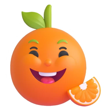 tangerine fruit with a laughing-crying expression sticker