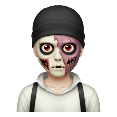 zombie boy with emo hair and white shirt with a ski mask on hair FROM Nike pra syna sticker