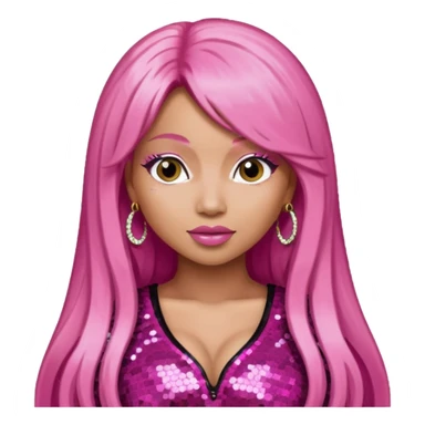 Nicki Minaj with long pink hair, dark pink sequin outfit  sticker