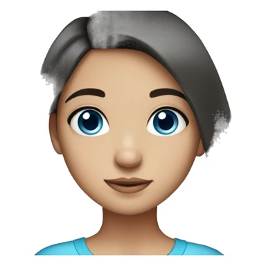 Cute girl with straight dark hair in a middle part and blue eyes sticker