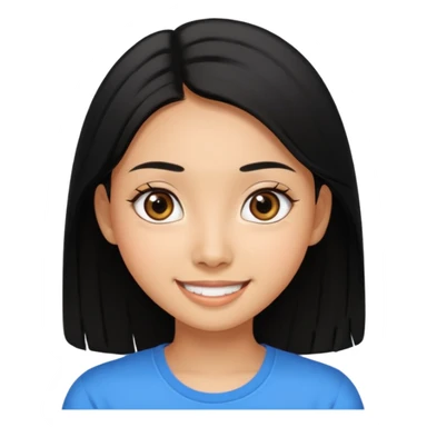 20 yr old asian woman hair  center part big eyes big smile tanned skin straight black hair center part hair  sticker