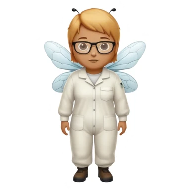 full body medium plus size bee keeper with  short light strawberry blonde hair and goatee wearing glasses  sticker