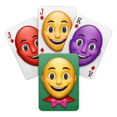 3 poker cards, with crazy colorful human jolly jokers inside sticker