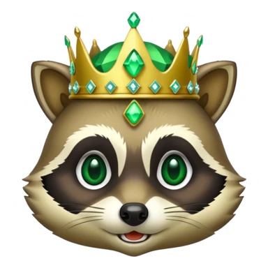 Bright green colored Racoon , with jewelled crown sticker