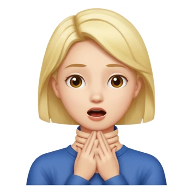 A girl with hands crossed over neck with mouth open sticker