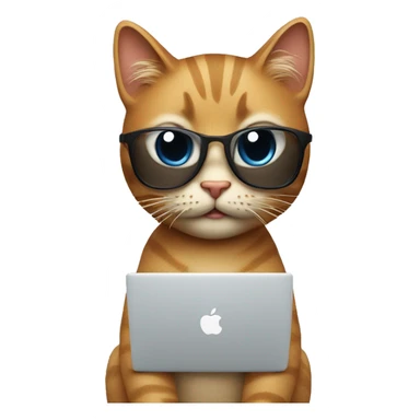 cool cat with an apple laptop sticker
