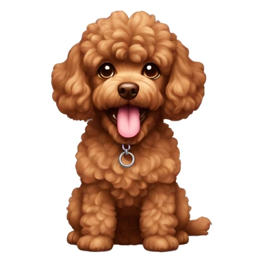 Curly brown toy poodle  tongue  sticker