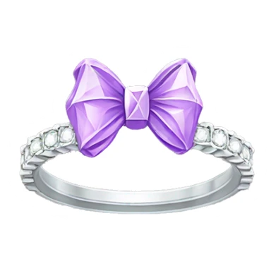 Silver diamond ring with a bow in light purple sticker