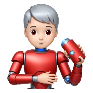 the kid play with him robot sticker