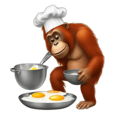 Orangutan cooking eggs sticker