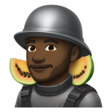 🧑🏿‍🦲mit dicken Lippen und Melone als Helm sticker