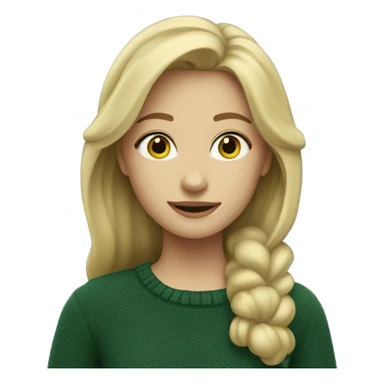 Blonde girl in hunter green sweater sticker